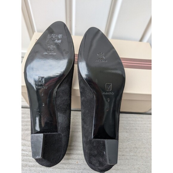Bruno Magli Lisbon Black Suede Kitten Heel Pumps Size 9B Made in Italy w/ Box - Picture 2 of 5